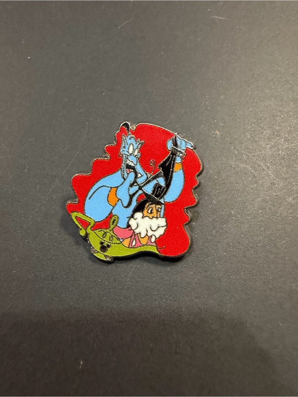 Disney Blue Genie and Green Lamp Enamel Pin with Red Backing